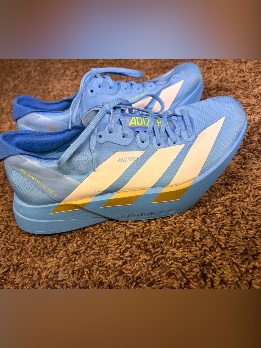 adidas ADIZERO ADIOS PRO 4 Blue and White - Size 8